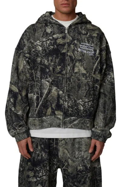 Good For Nothing Boxy-fit Zipped Icarus Hoodie In Green