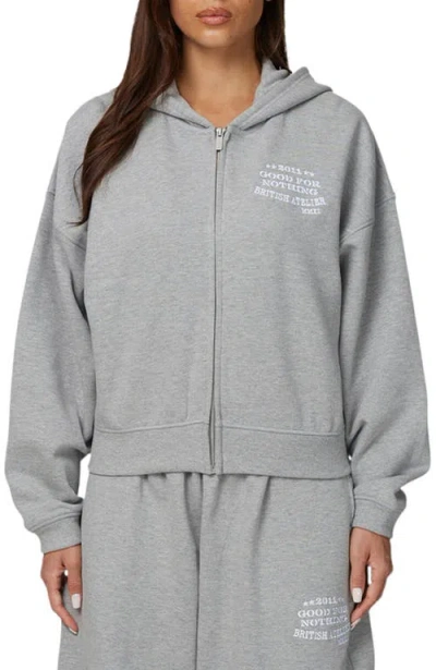 Good For Nothing Cropped Zipped Icarus Hoodie In Gray