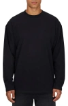 Good For Nothing Emblem Tonal Relaxed Slub  Long Sleeve T-shirt In Black