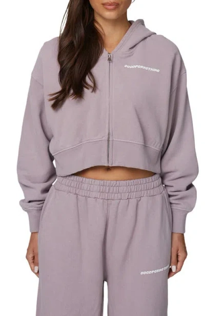 Good For Nothing Essential Cropped Zip Hoodie In Gray