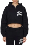 Good For Nothing Funk Relaxed  Crop Zip Hoodie In Black