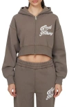 Good For Nothing Funk Relaxed  Crop Zip Hoodie In Brown
