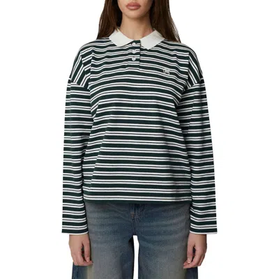 Good For Nothing Long Sleeve Striped Polo In Green