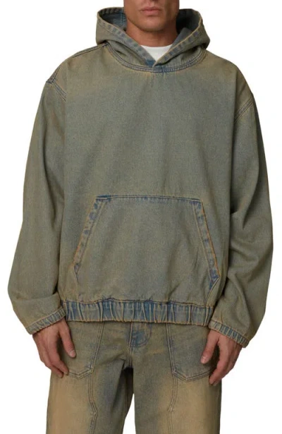 Good For Nothing Oversized Denim Pullover Hood In Brown