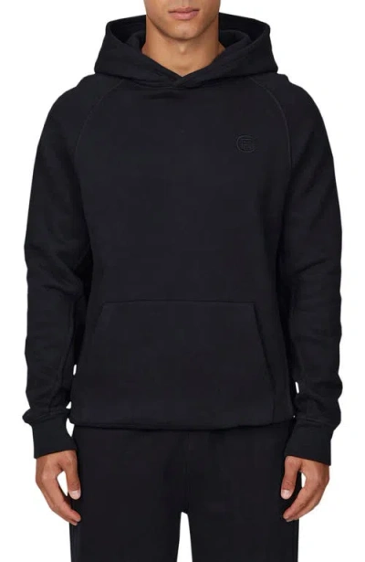 Good For Nothing Ribbed Emblem Pullover Hoodie In Black
