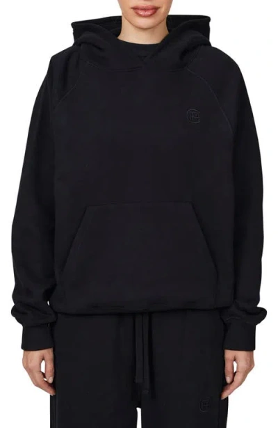 Good For Nothing Ribbed Emblem Pullover Hoodie In Black