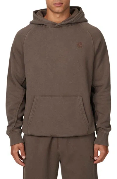 Good For Nothing Ribbed Emblem Pullover Hoodie In Brown
