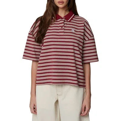 Good For Nothing Short Sleeve Striped Polo In Red