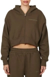 Good For Nothing Vintage  Tonal Crop Zip Hoodie In Brown