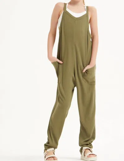 Good Girl Girls Sleeveless Jumpsuit In Olive In Green