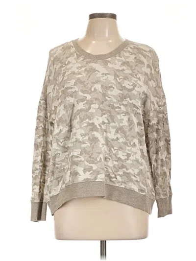 Pre-owned Good Hart Long Sleeve Top Gray Color Block Pattern Boatneck Tops