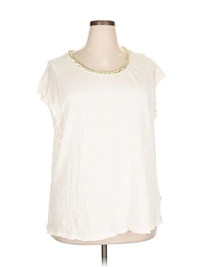 Pre-owned Good Hart Short Sleeve Top Ivory Scoop Neck Tops In White
