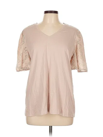 Pre-owned Good Hart Short Sleeve Top Tan V Neck Tops In Brown