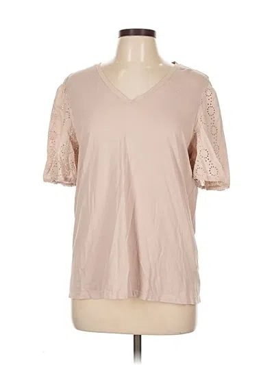 Pre-owned Good Hart Short Sleeve Top Tan V Neck Tops In Brown