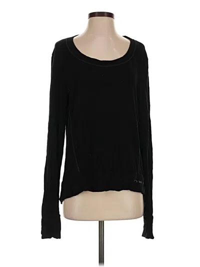 Pre-owned Good Hyouman Long Sleeve Top Black Scoop Neck Tops