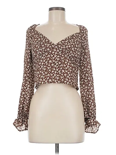 Pre-owned Good Luck Gem Long Sleeve Blouse In Brown