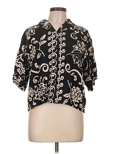 Pre-owned Good Luck Gem Short Sleeve Blouse In Black