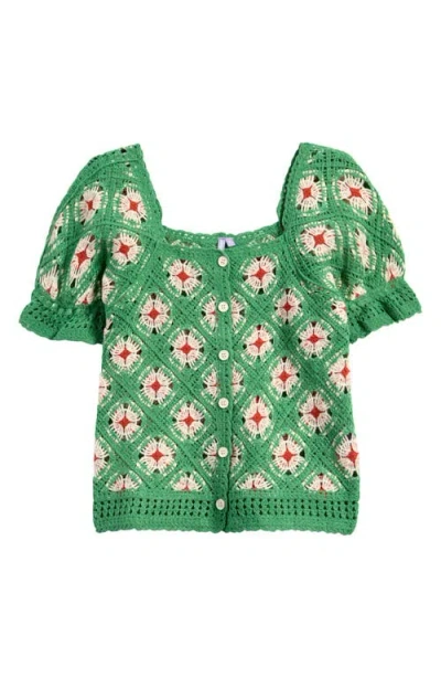 Good Luck Girl Kids' Cotton Blend Top In Green