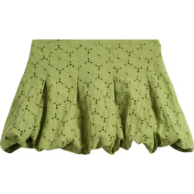 Good Luck Girl Kids' Cotton Eyelet Bubble Hem Skirt In Green