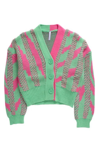 Good Luck Girl Kids' Crop Cardigan In Mint Pink