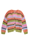 Good Luck Girl Kids' Stripe Cardigan In Orange Pink Stripe