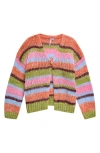 Good Luck Girl Kids' Stripe Cardigan In Orange Pink Stripe