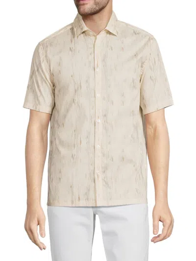 Good Man Brand Men's Standard Fit Print Button Down Shirt In Light Natural