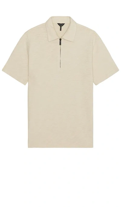 Good Man Brand Short Sleeve Zip Polo In 燕麦色