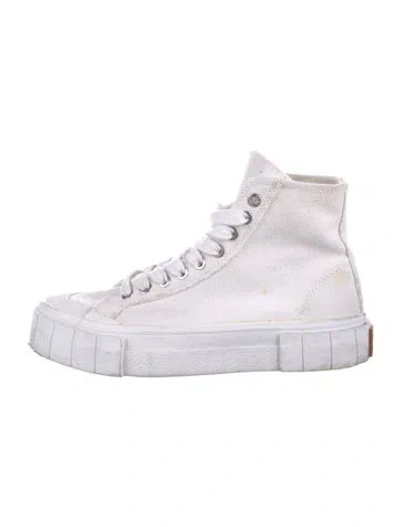 Pre-owned Good News Canvas Raw-edge Trim Sneakers In White