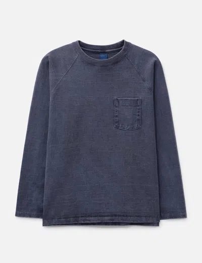 Good On Heavy Jersey Long Sleeve Raglan Pocket T-shirt In Blue