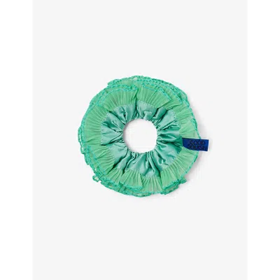 Good Squish Womens Turquoise Baby B-e-a-utiful Silk Scrunchie