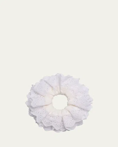 Good Squish Baby Blumberg Embroidered Scrunchie In White