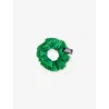Good Squish Womens Green Silk Cowboy Gros-grain-trims Silk Scrunchie In Green