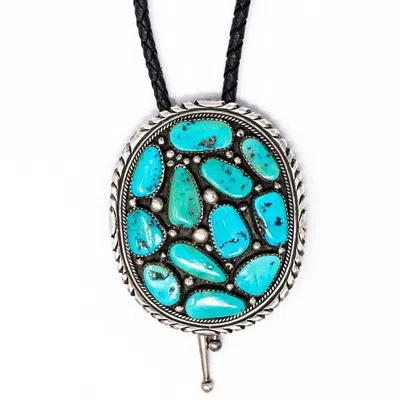Good Tidings Style Women's Black / Blue / Silver Vintage Navajo Turquoise And Sterling Silver Bolo Tie