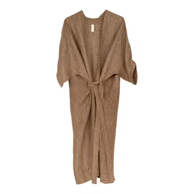 Good Tidings Style Women's Brown Sanctuary Handmade Linen Kimono - Terra