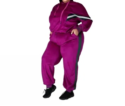 Good Time Usa 2 Piece Velour Set In Magenta In Purple