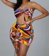 Good Time Usa Amber Two Piece Wrap Top Mini Skirt In Multicolor