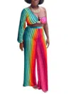 Good Time Usa Day Out Crop Top And High Waist Pants Set In Multi Color In Multi