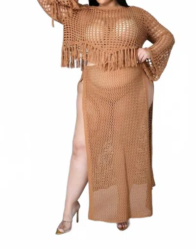 Good Time Usa Emma Crochet Set In Brown In Multi