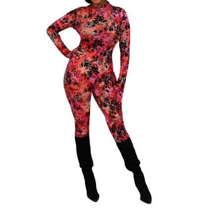 Good Time Usa Show Off Jumpsuit In Coral In Pink