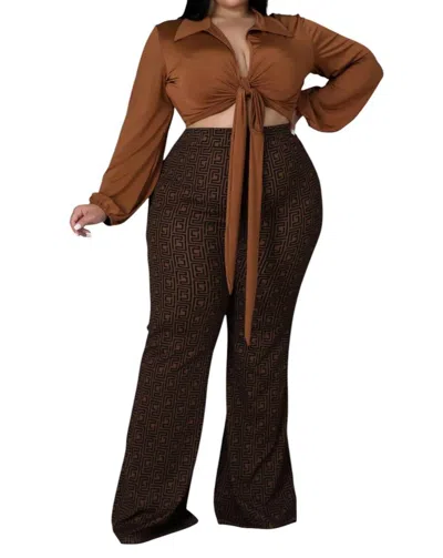 Good Time Usa Top And Pant Set In Brown Multi