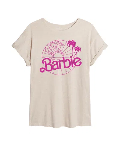 Good Vibes Llc Trendy Juniors Barbie Beach Graphic Oversized Tee In Birch