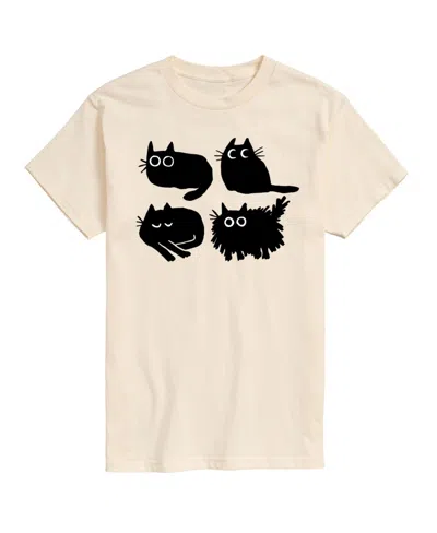 Good Vibes Llc Hybrid Apparel Trendy Juniors Cat Grid Graphic Tee In Beige,khaki