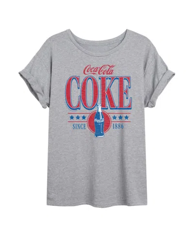 Good Vibes Llc Trendy Juniors Coca Cola Graphic Oversized Tee In Heather Grey