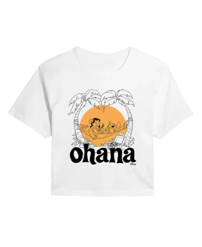 Good Vibes Llc Trendy Juniors Lilo And Stitch Ohana Cropped Tee In White