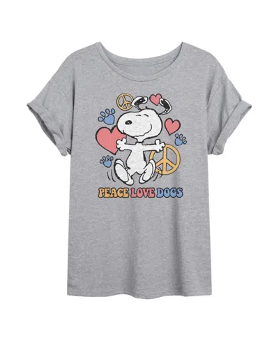 Good Vibes Llc Trendy Juniors Peanuts Dog Graphic Oversized Tee In Heather Grey