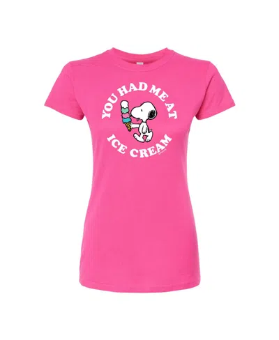 Good Vibes Llc Hybrid Apparel Trendy Juniors Peanuts Summer Graphic Tee In Pink