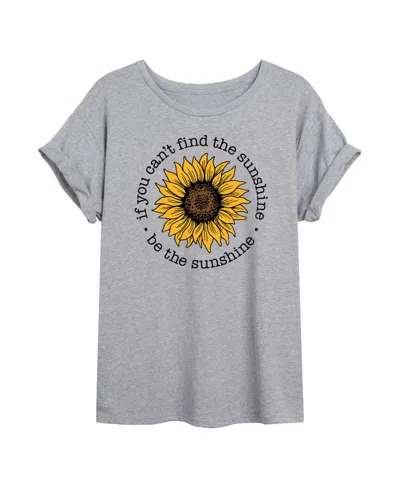 Good Vibes Llc Hybrid Apparel Trendy Juniors Sunshine Graphic Oversized Tee In Grey