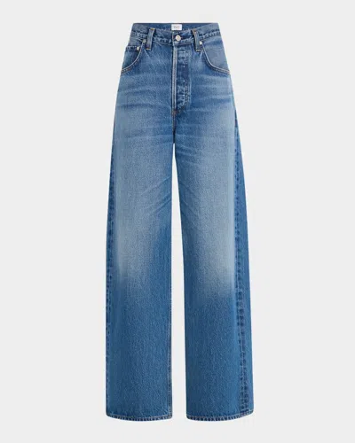 Good Work By Argent X Citizens Of Humanity Ayla Baggy Straight-leg Cotton Denim Jeans In Blue