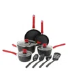 Goodcook Proease Aluminum Nonstick 12-piece Cookware Set In Black
